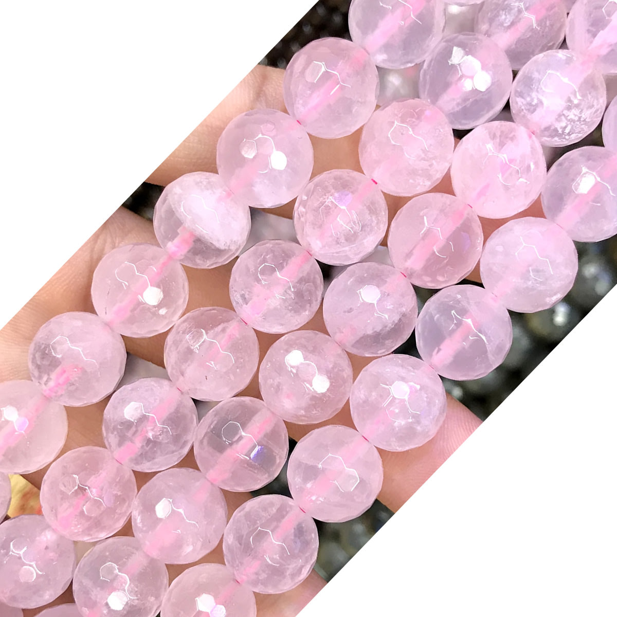 CQU268 Rose Quartz Beads Faceted Round 12mm 15.5" Strand