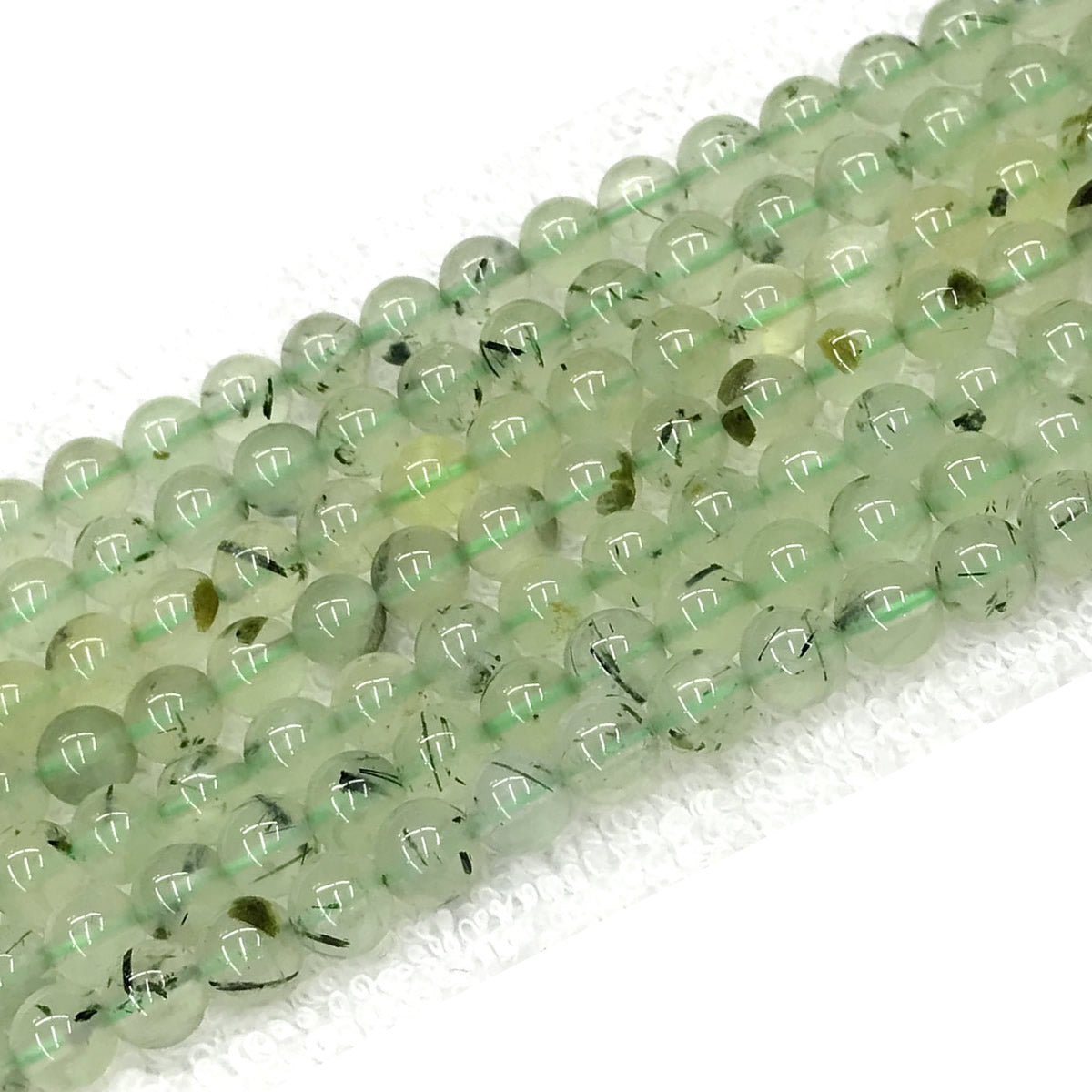 CUQ278 Green Rutilated Quartz Beads Smooth Round 6mm 15.5" Strand