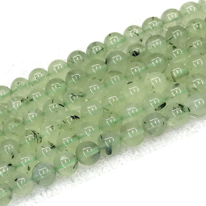 CUQ280 Green Rutilated Quartz Beads Smooth Round 10mm 15.5" Strand