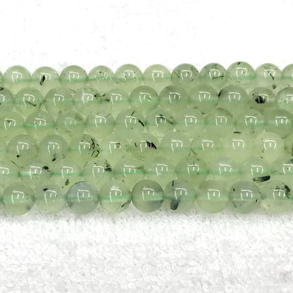 CUQ280 Green Rutilated Quartz Beads Smooth Round 10mm 15.5" Strand