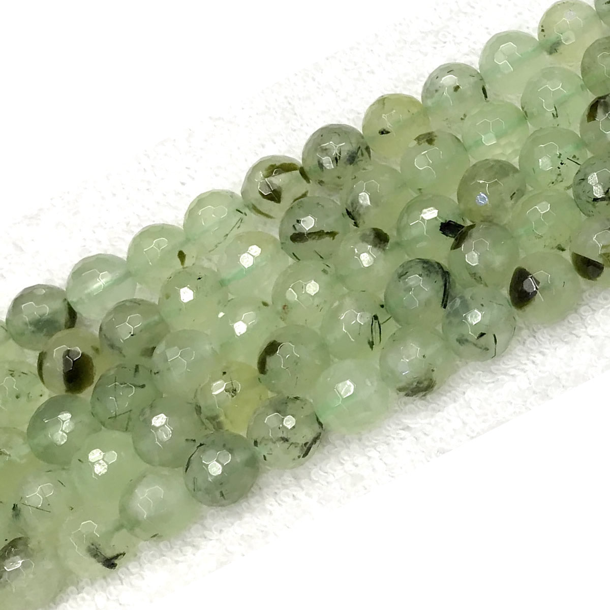 CUQ296 Green Rutilated Quartz Beads Faceted Round 6mm 15.5" Strand