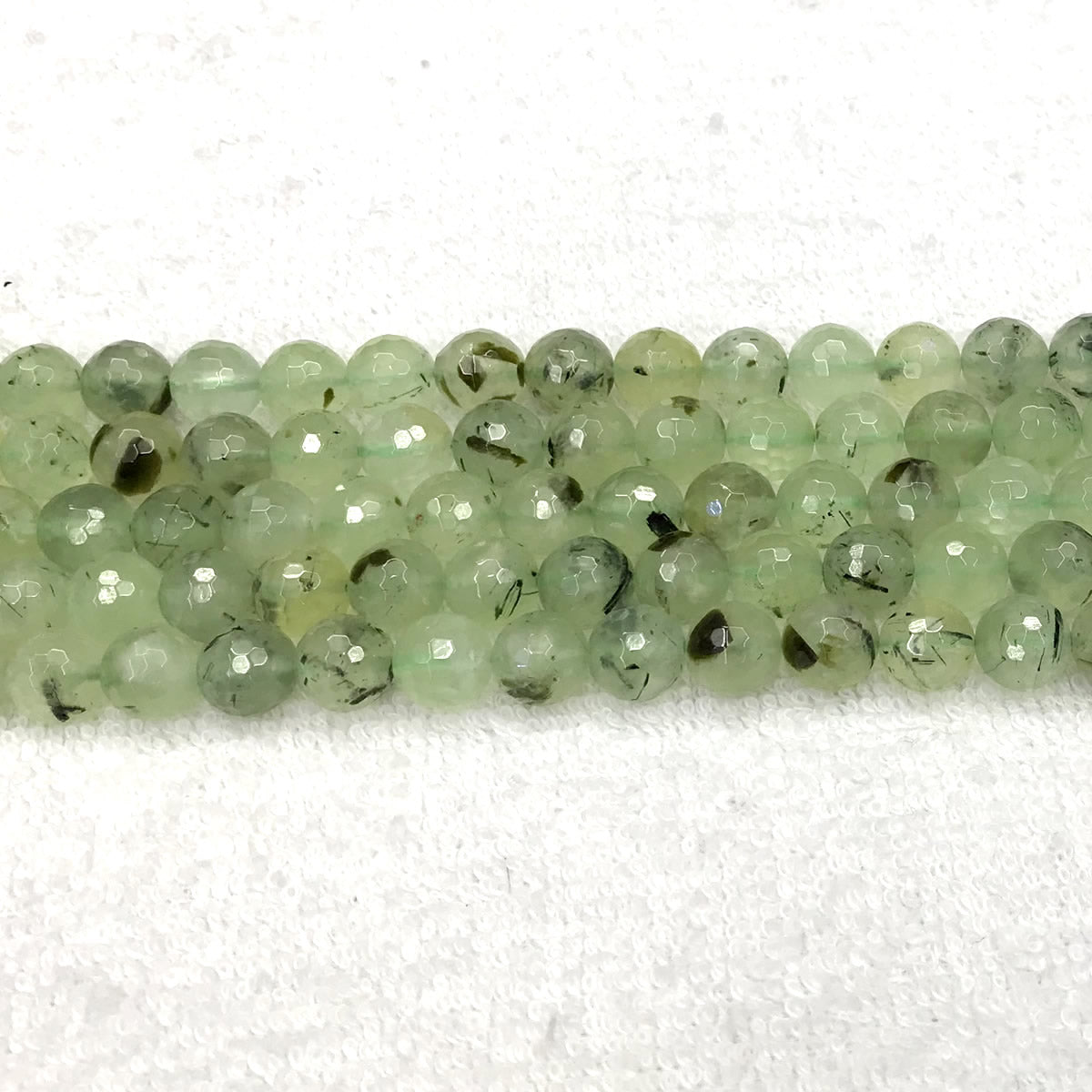 CUQ296 Green Rutilated Quartz Beads Faceted Round 6mm 15.5" Strand