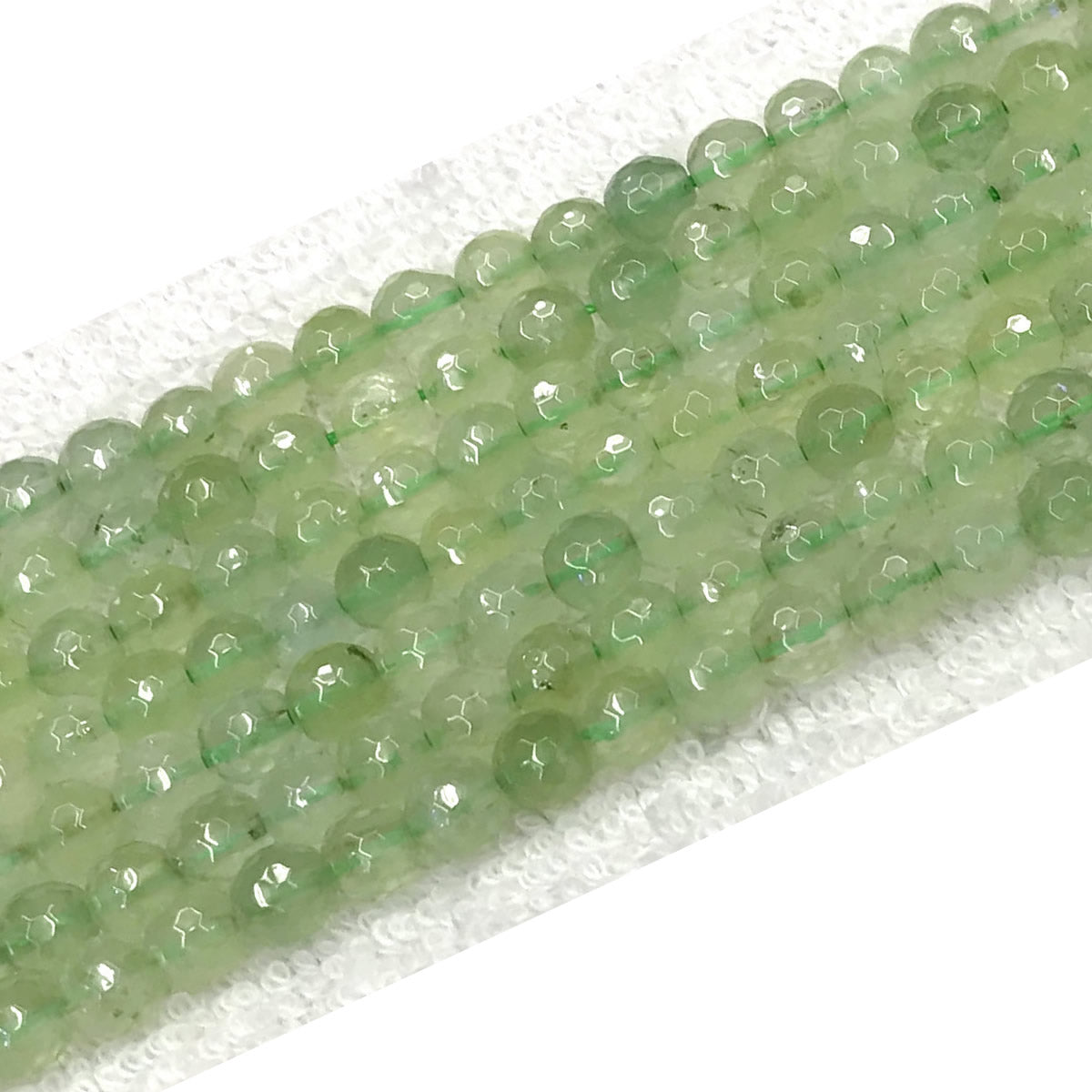 CUQ302 Green Rutilated Quartz Beads Faceted Round 6mm 15.5" Strand