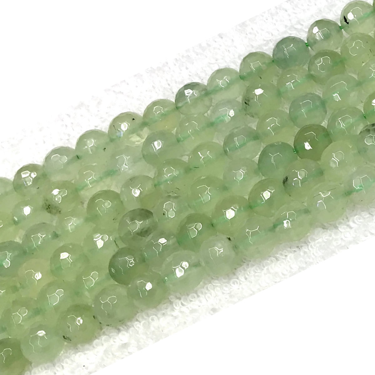 CUQ303 Green Rutilated Quartz Beads Faceted Round 8mm 15.5" Strand