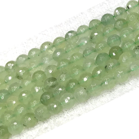 CUQ303 Green Rutilated Quartz Beads Faceted Round 8mm 15.5" Strand