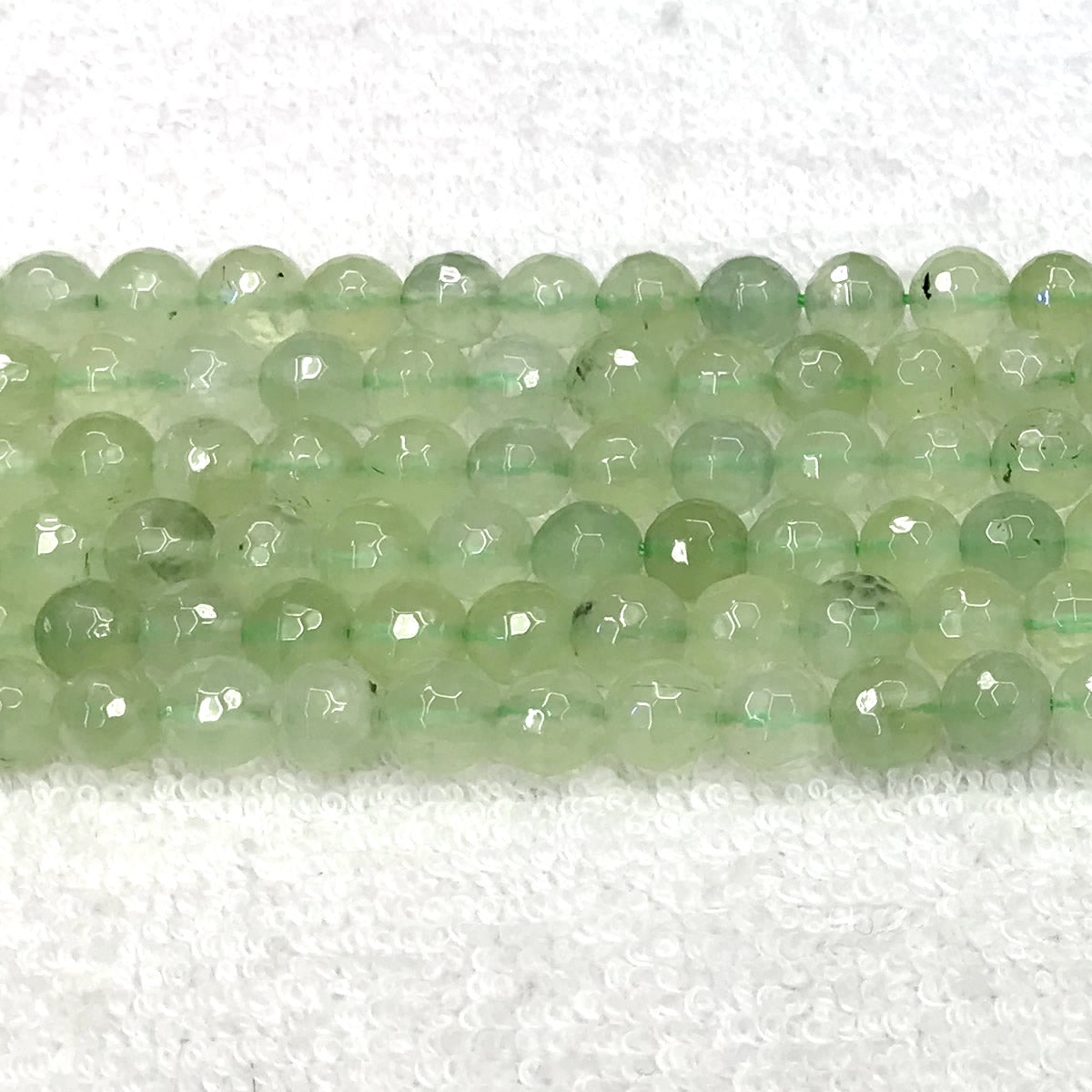 CUQ303 Green Rutilated Quartz Beads Faceted Round 8mm 15.5" Strand