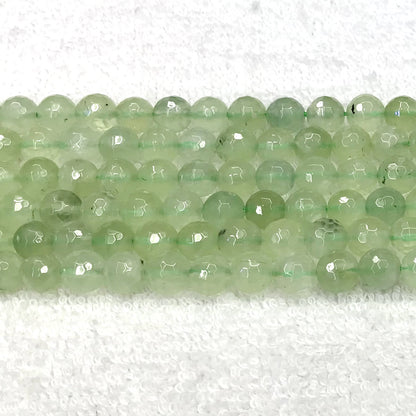 CUQ303 Green Rutilated Quartz Beads Faceted Round 8mm 15.5" Strand