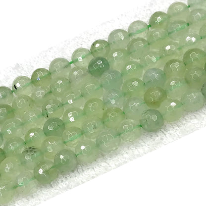 CUQ304 Green Rutilated Quartz Beads Faceted Round 10mm 15.5" Strand