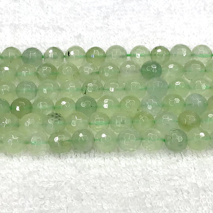 CUQ304 Green Rutilated Quartz Beads Faceted Round 10mm 15.5" Strand