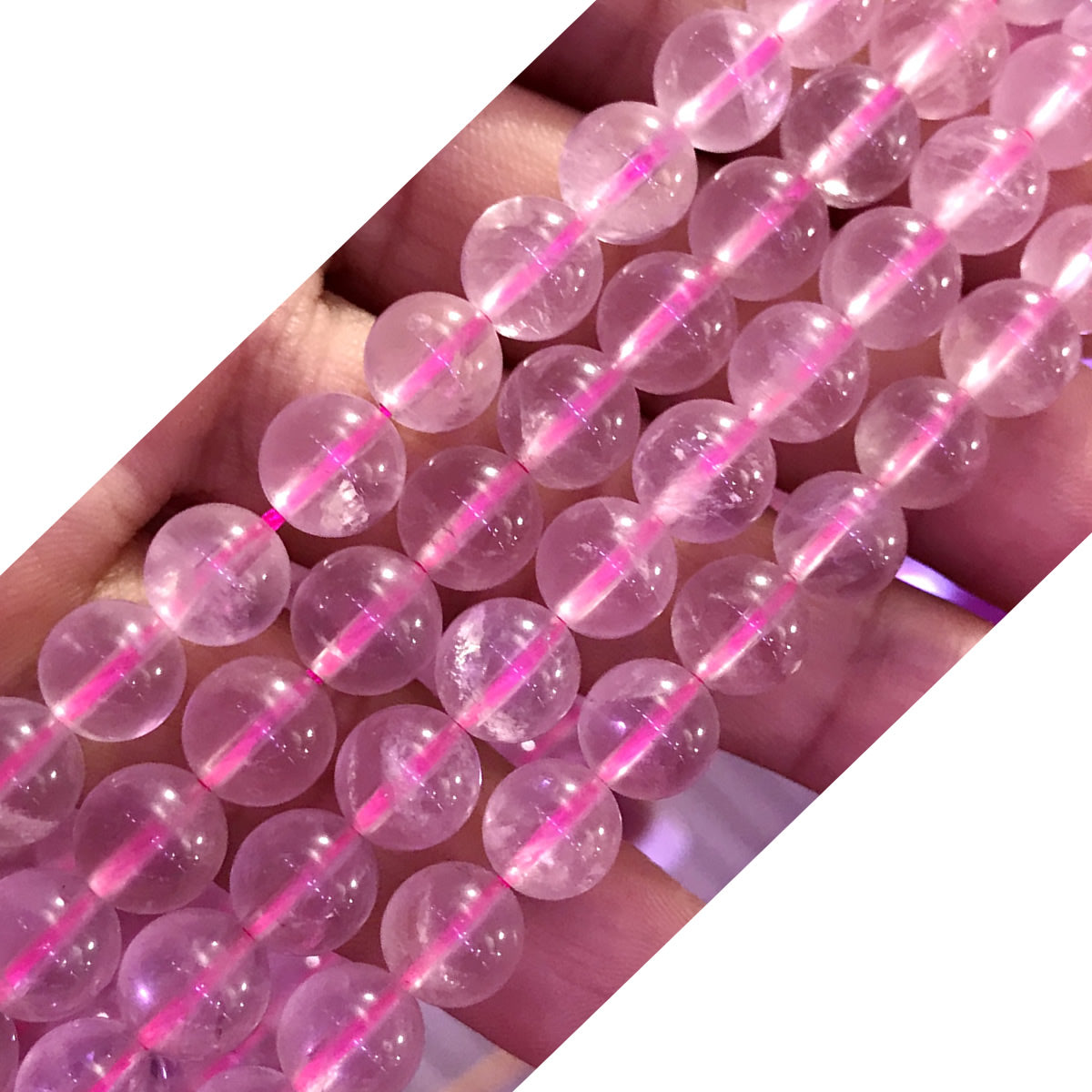 CQU310 Rose Quartz Gemstone Beads Smooth Round 6mm 15" Strand