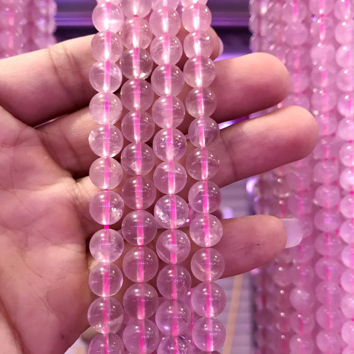 CQU310 Rose Quartz Gemstone Beads Smooth Round 6mm 15" Strand