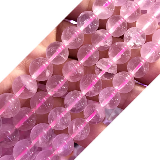 CQU312 Rose Quartz Gemstone Beads Smooth Round 10mm 15" Strand