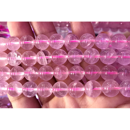 CQU312 Rose Quartz Gemstone Beads Smooth Round 10mm 15" Strand