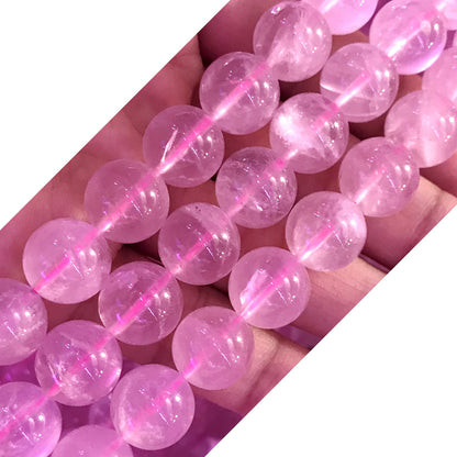 CQU313 Rose Quartz Gemstone Beads Smooth Round 12mm 15" Strand