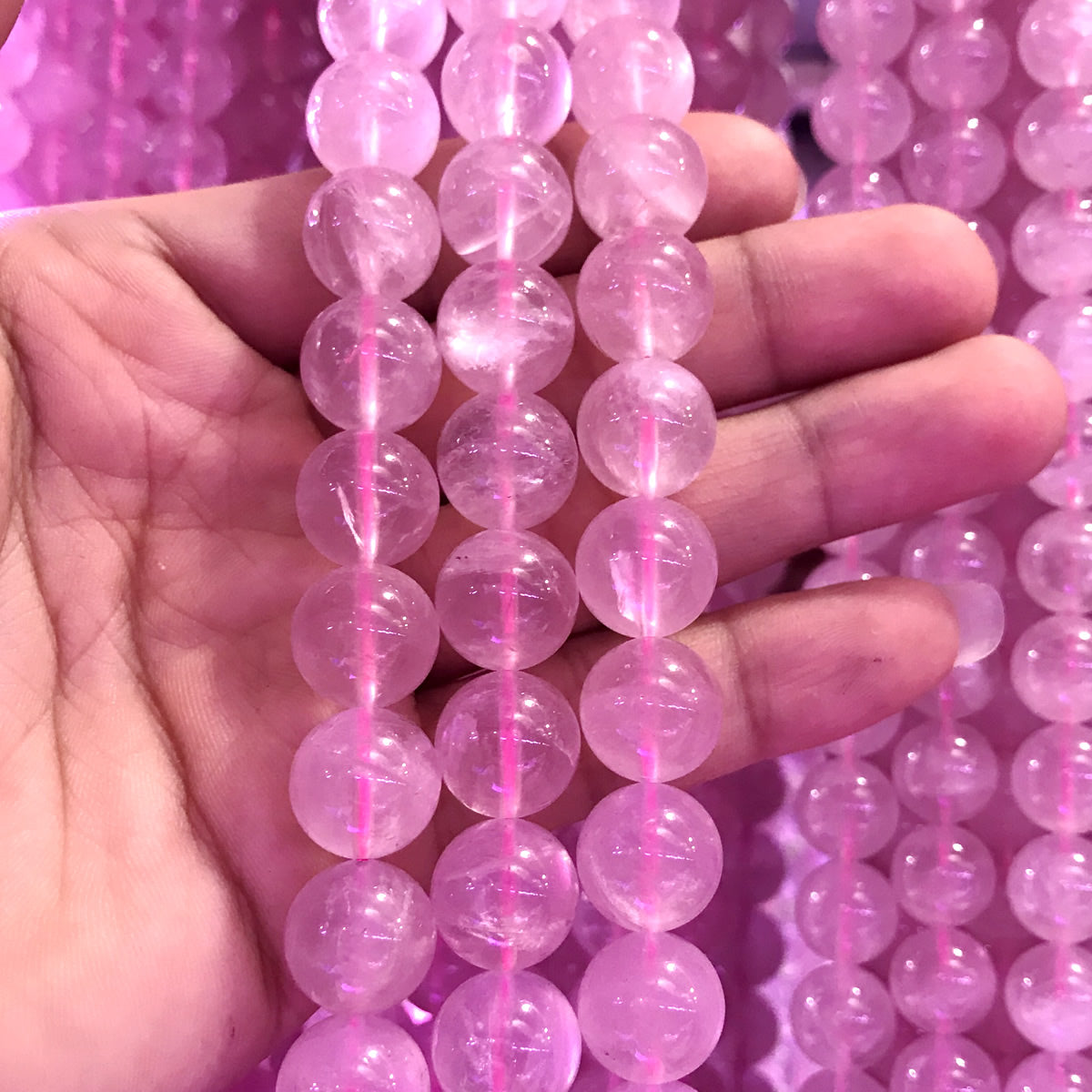 CQU313 Rose Quartz Gemstone Beads Smooth Round 12mm 15" Strand