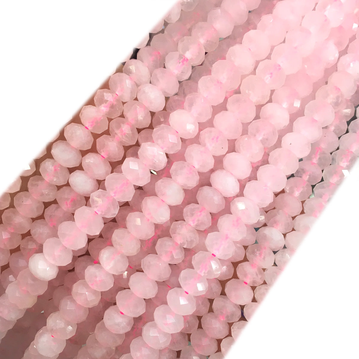 CQU317 Rose Quartz Beads Faceted Rondelle 5x8mm 15" Strand