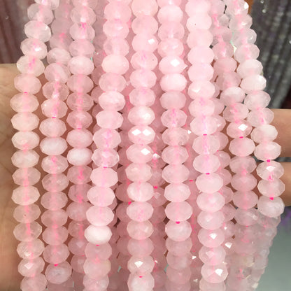 CQU317 Rose Quartz Beads Faceted Rondelle 5x8mm 15" Strand