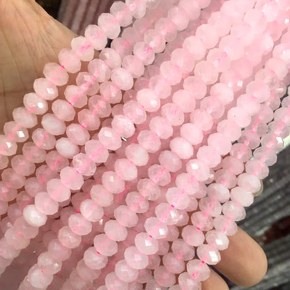 CQU317 Rose Quartz Beads Faceted Rondelle 5x8mm 15" Strand