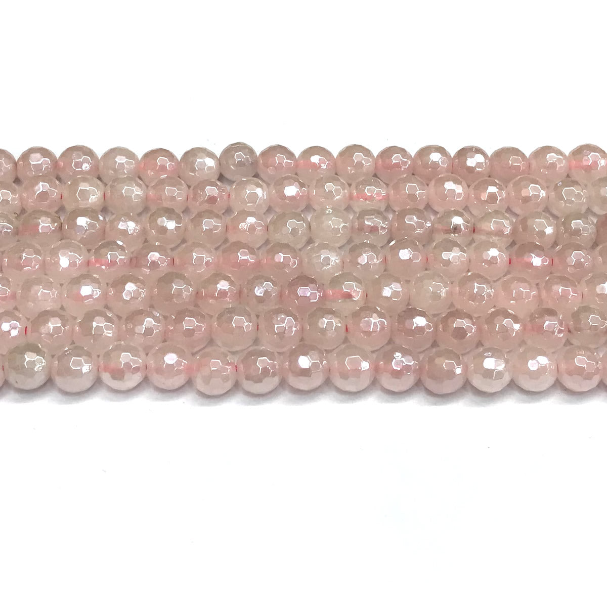 CQU321 Rose Quartz Beads Electroplated Faceted Round 6mm 15" Strand