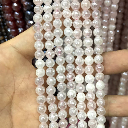 CQU321 Rose Quartz Beads Electroplated Faceted Round 6mm 15" Strand