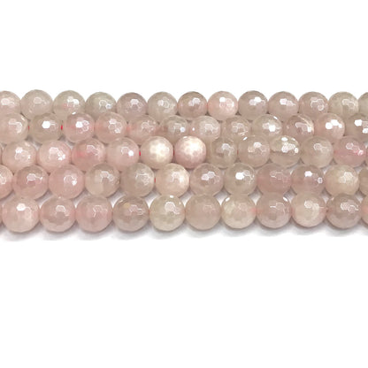 CQU323 Rose Quartz Beads Electroplated Faceted Round 10mm 15" Strand