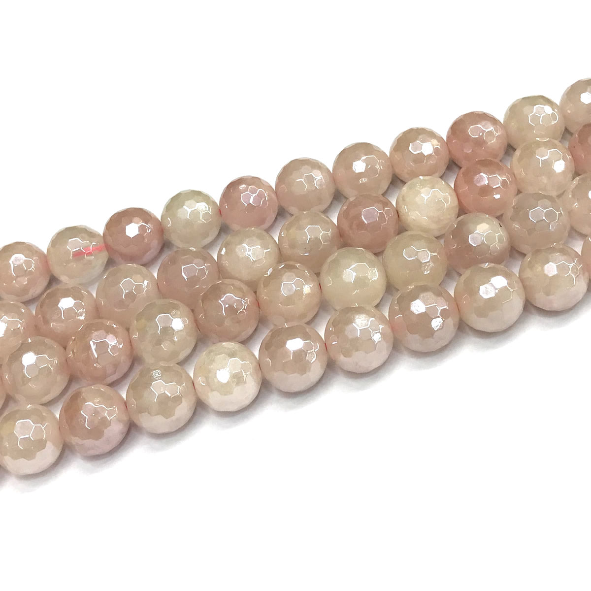 CQU324 Rose Quartz Beads Electroplated Faceted Round 12mm 15" Strand