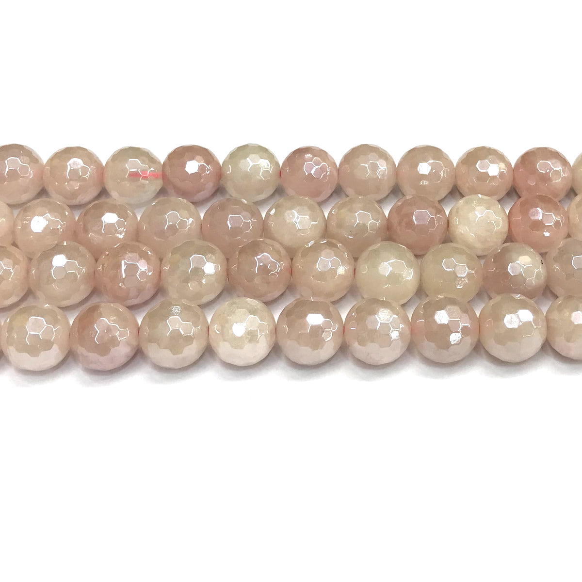 CQU324 Rose Quartz Beads Electroplated Faceted Round 12mm 15" Strand