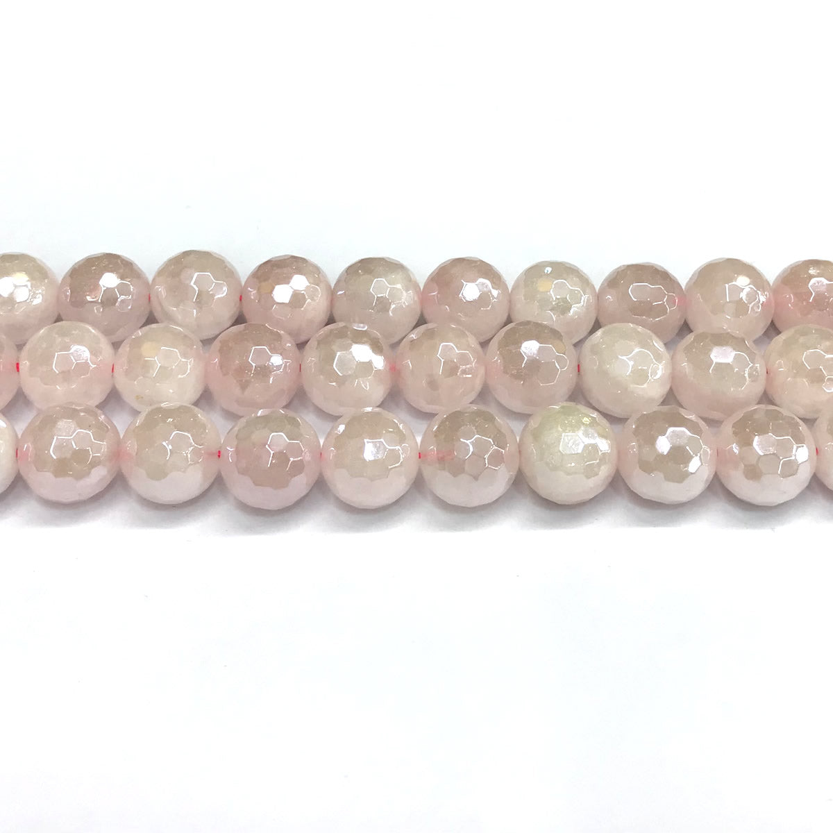 CQU325 Rose Quartz Beads Electroplated Faceted Round 14mm 15" Strand