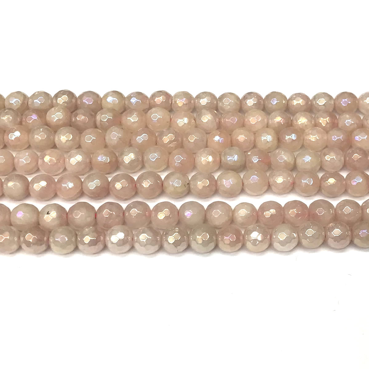 CQU330 Rose Quartz Beads Electroplated Faceted Round 6mm 15" Strand