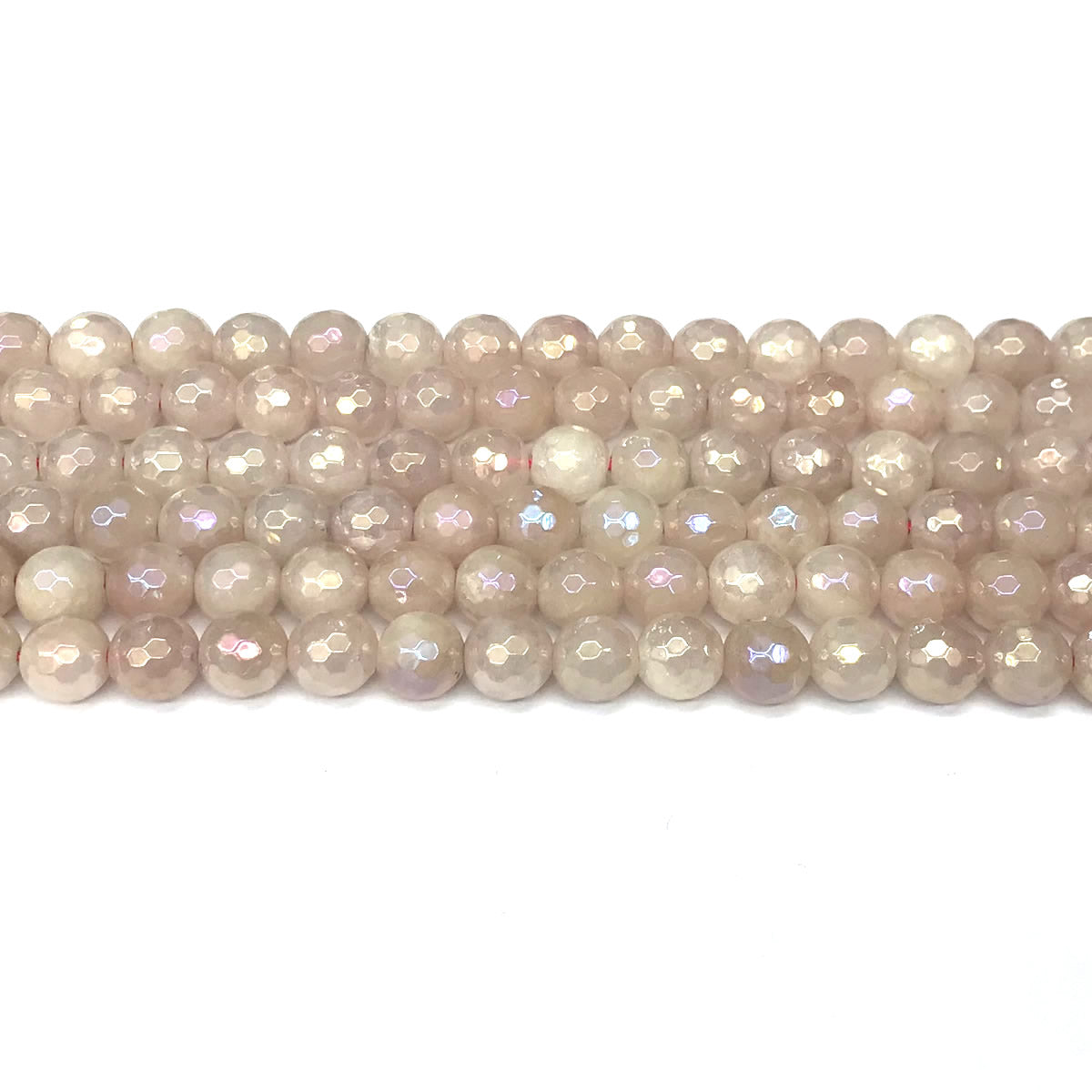 CQU331 Rose Quartz Beads Electroplated Faceted Round 8mm 15" Strand