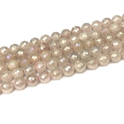 CQU332 Rose Quartz Beads Electroplated Faceted Round 10mm 15" Strand