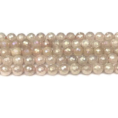 CQU332 Rose Quartz Beads Electroplated Faceted Round 10mm 15" Strand