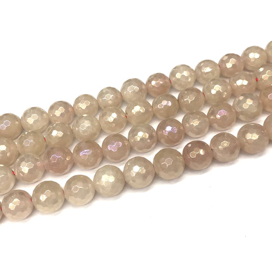 CQU333 Rose Quartz Beads Electroplated Faceted Round 12mm 15" Strand