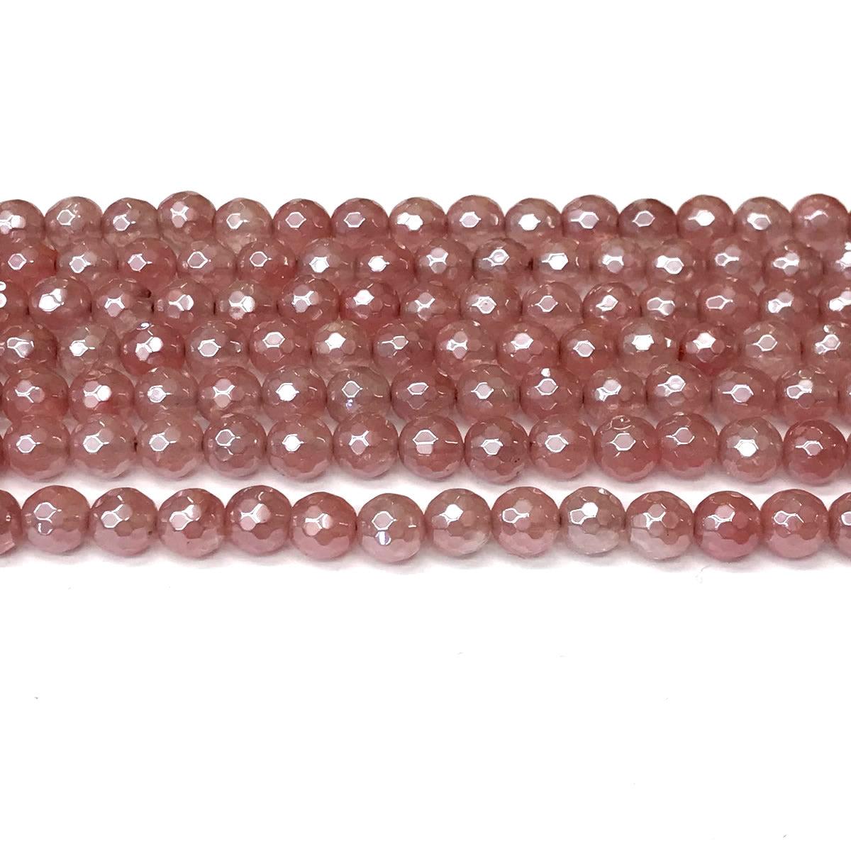 CQU335 Cherry Quartz Beads Electroplated Faceted Round 6mm 15" Strand