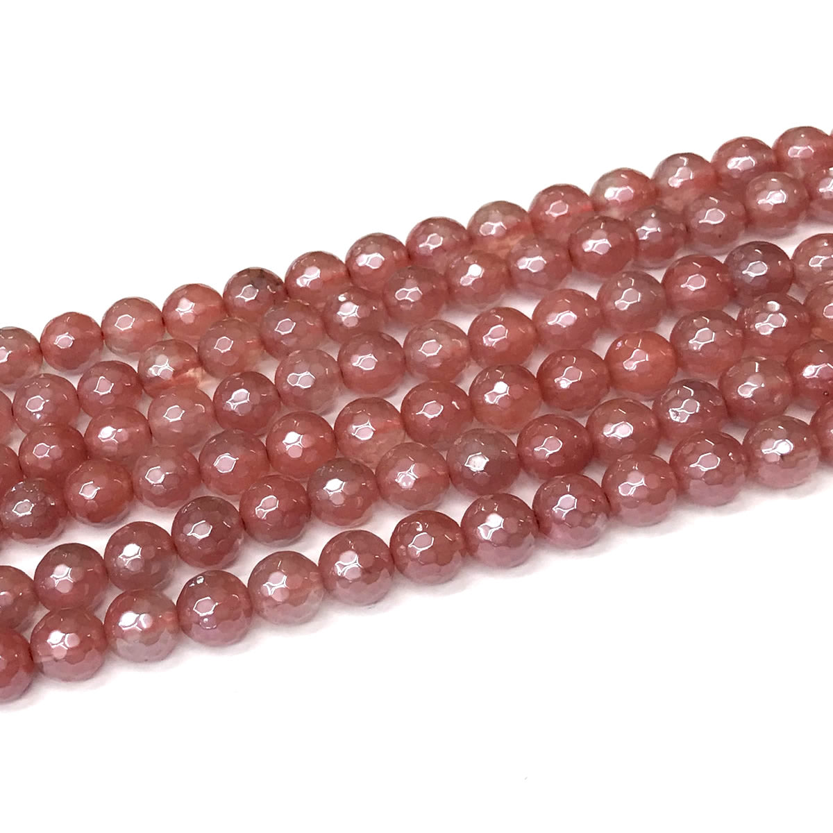 CQU336 Cherry Quartz Beads Electroplated Faceted Round 8mm 15" Strand