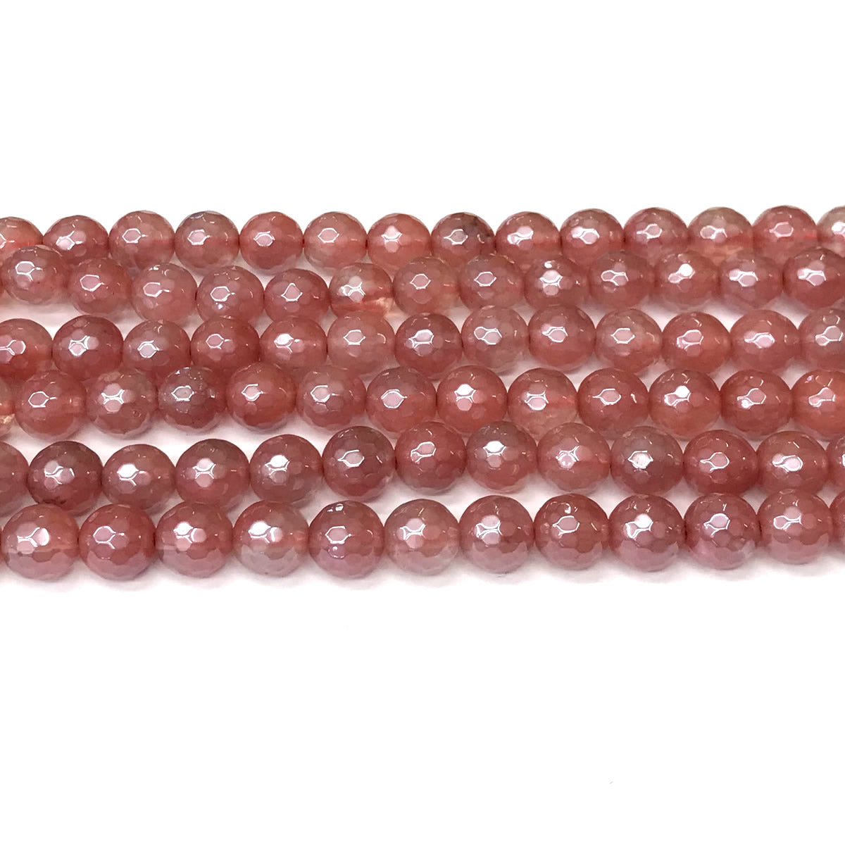 CQU336 Cherry Quartz Beads Electroplated Faceted Round 8mm 15" Strand