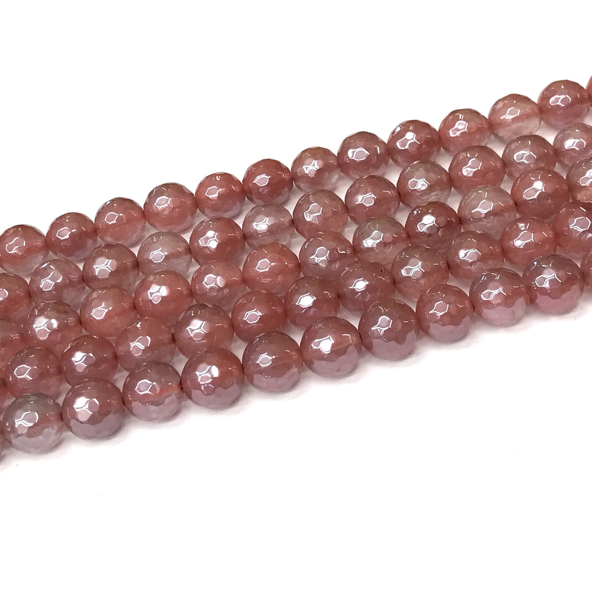 CQU337 Cherry Quartz Beads Electroplated Faceted Round 10mm 15" Strand