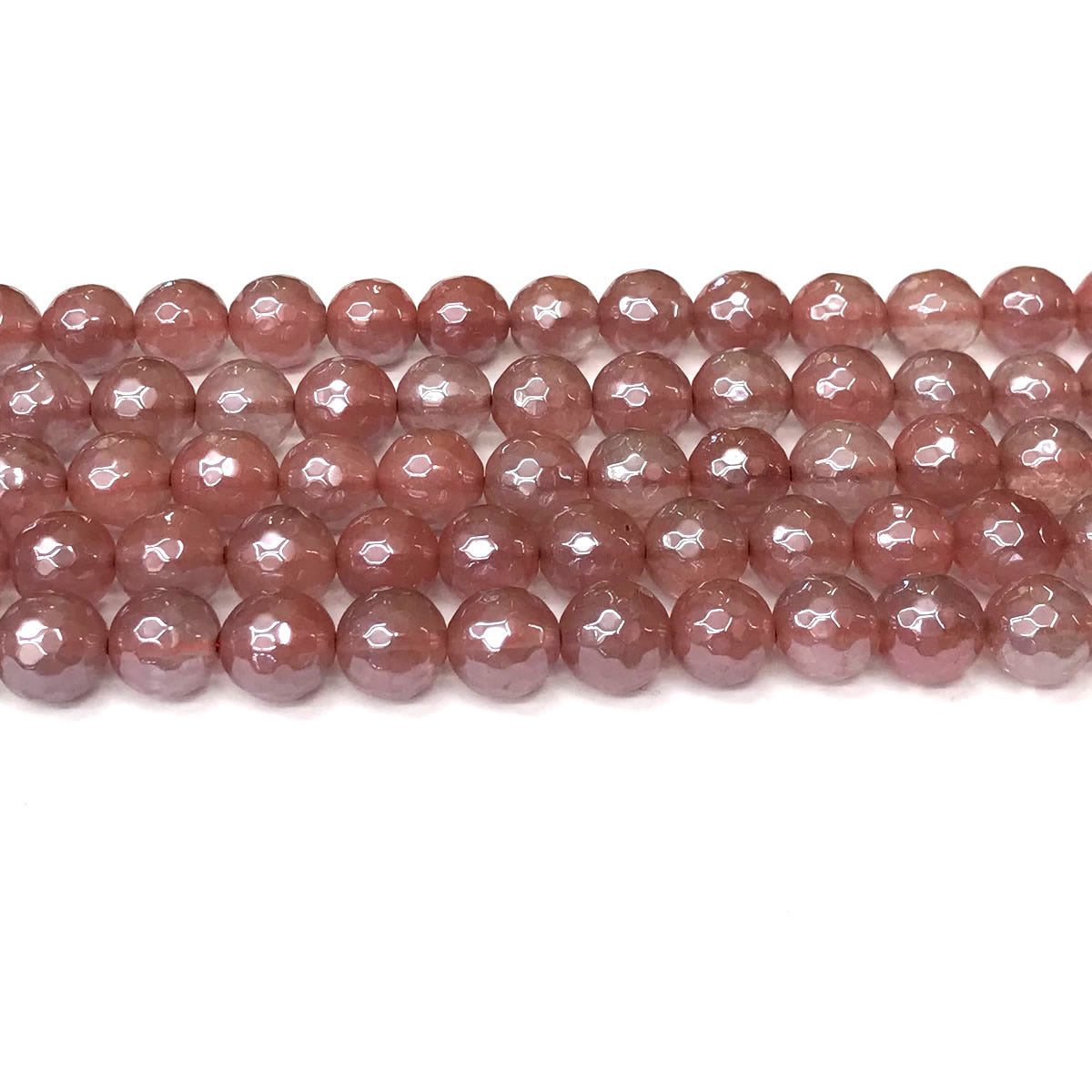 CQU337 Cherry Quartz Beads Electroplated Faceted Round 10mm 15" Strand