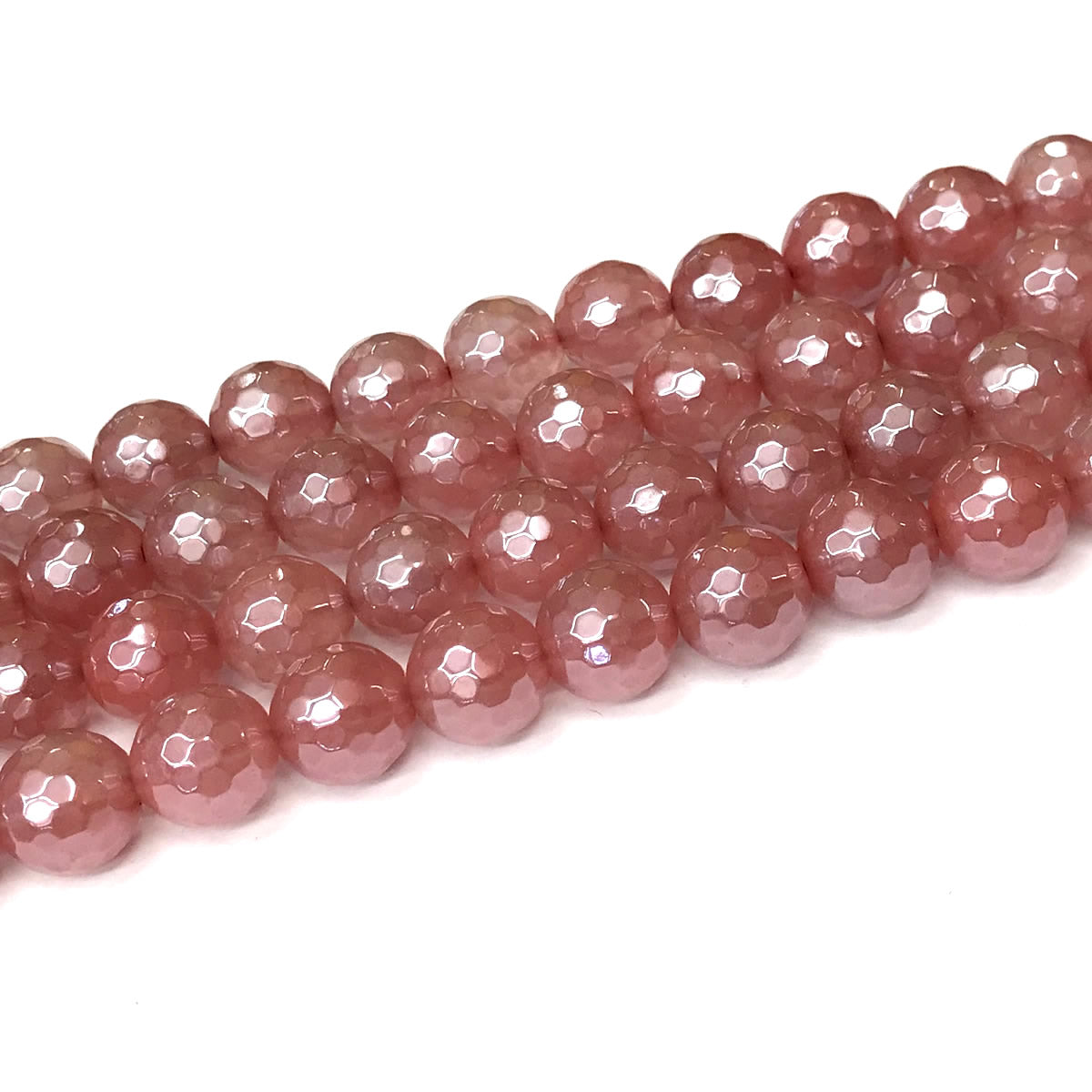 CQU338 Cherry Quartz Beads Electroplated Faceted Round 12mm 15" Strand