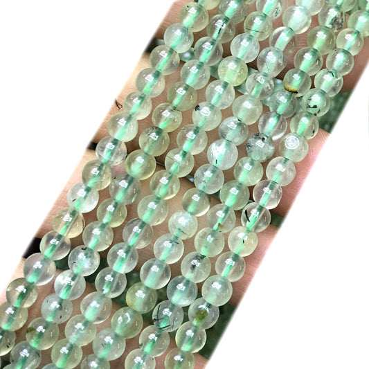 CQU350 Green Rutilated Quartz Beads Smooth Round 4mm 15" Strand