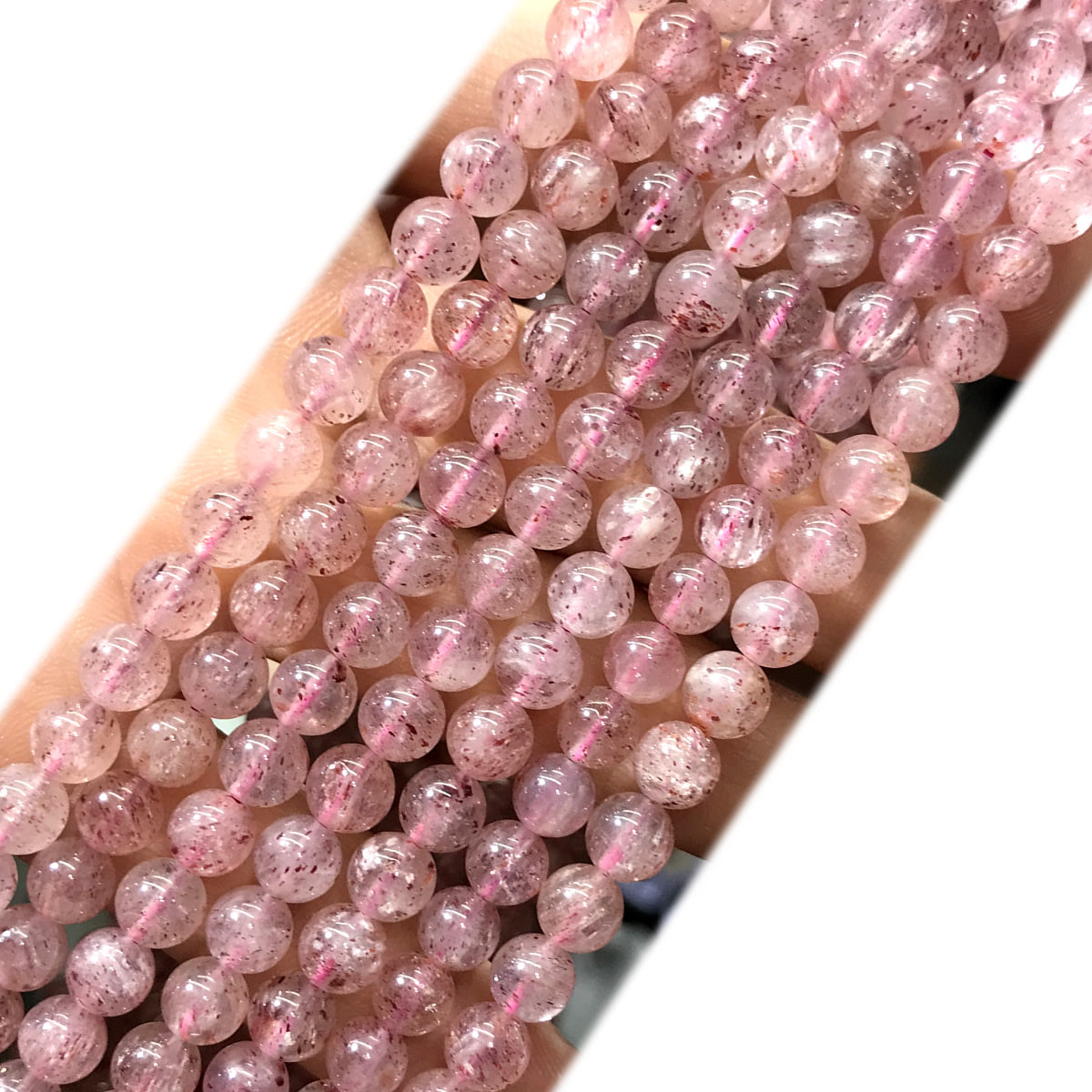 CQU356 Strawberry Quartz Beads Smooth Round 6mm 15" Strand