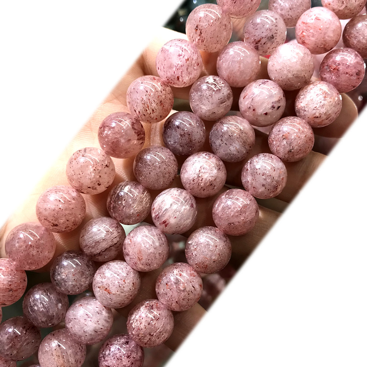 CQU359 Strawberry Quartz Beads Smooth Round 12mm 15" Strand