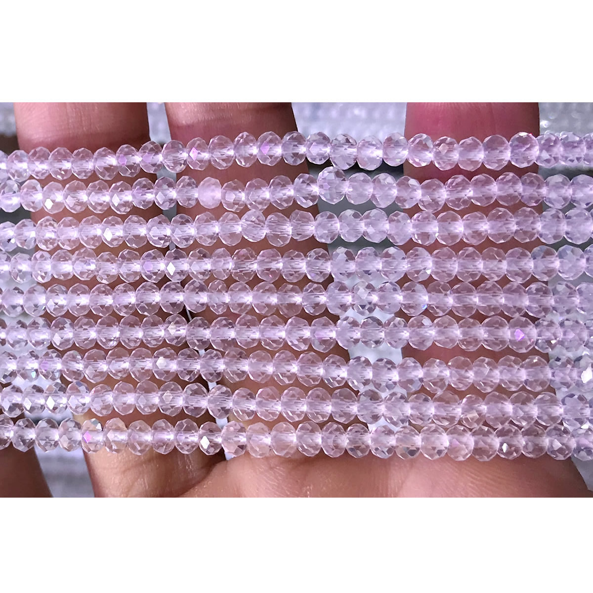 CRB01 White Crystal Beads Faceted Rondelle 2x3mm 15" Strand