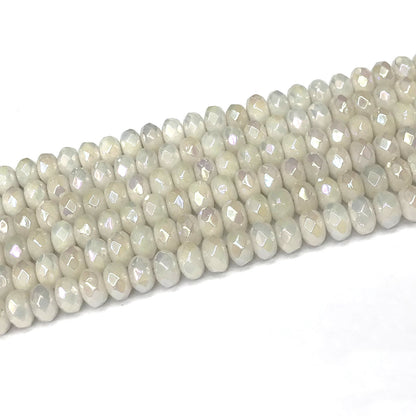 CRB01 White Jade Beads Electroplated Faceted Rondelle 5x8mm 15" Strand