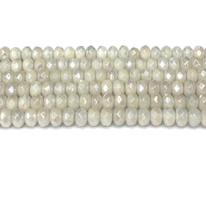 CRB01 White Jade Beads Electroplated Faceted Rondelle 5x8mm 15" Strand