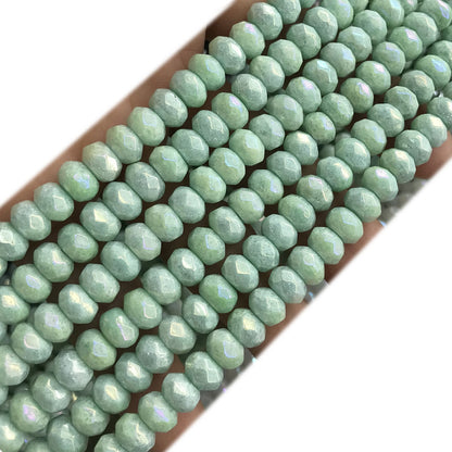 CRB02 Imitation Amazonite Beads Electroplated Faceted Rondelle 5x8mm 15" Strand