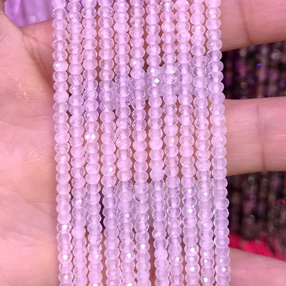 CRB02 Rose Quartz Beads Faceted Rondelle 2x3mm 15" Strand