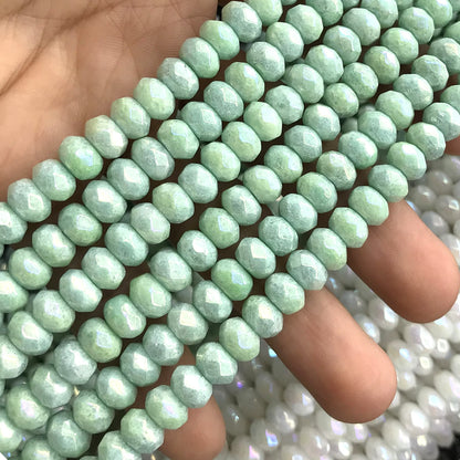 CRB02 Imitation Amazonite Beads Electroplated Faceted Rondelle 5x8mm 15" Strand