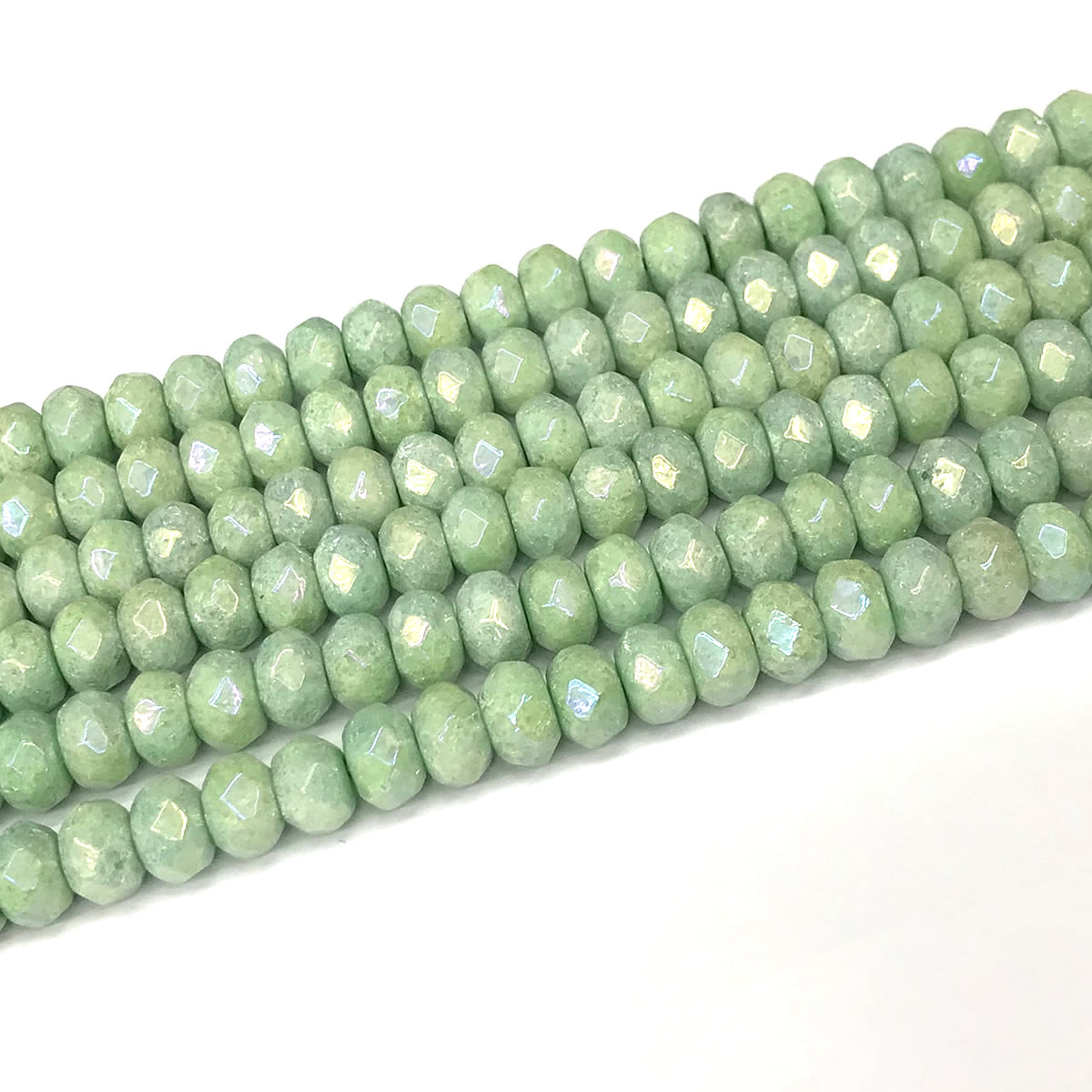 CRB02 Imitation Amazonite Beads Electroplated Faceted Rondelle 5x8mm 15" Strand