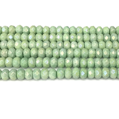 CRB02 Imitation Amazonite Beads Electroplated Faceted Rondelle 5x8mm 15" Strand